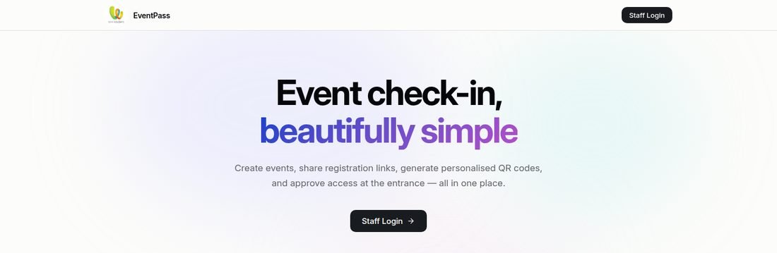 EventPass landing page: Event check-in, beautifully simple