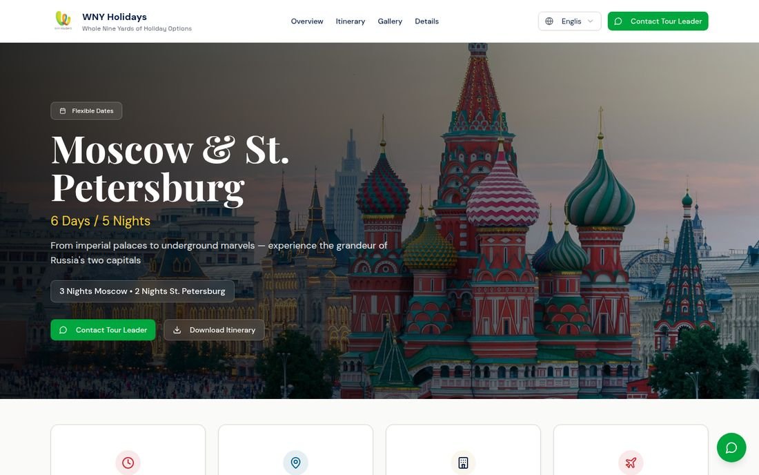 Moscow and St Petersburg itinerary website hero with St Basil’s Cathedral