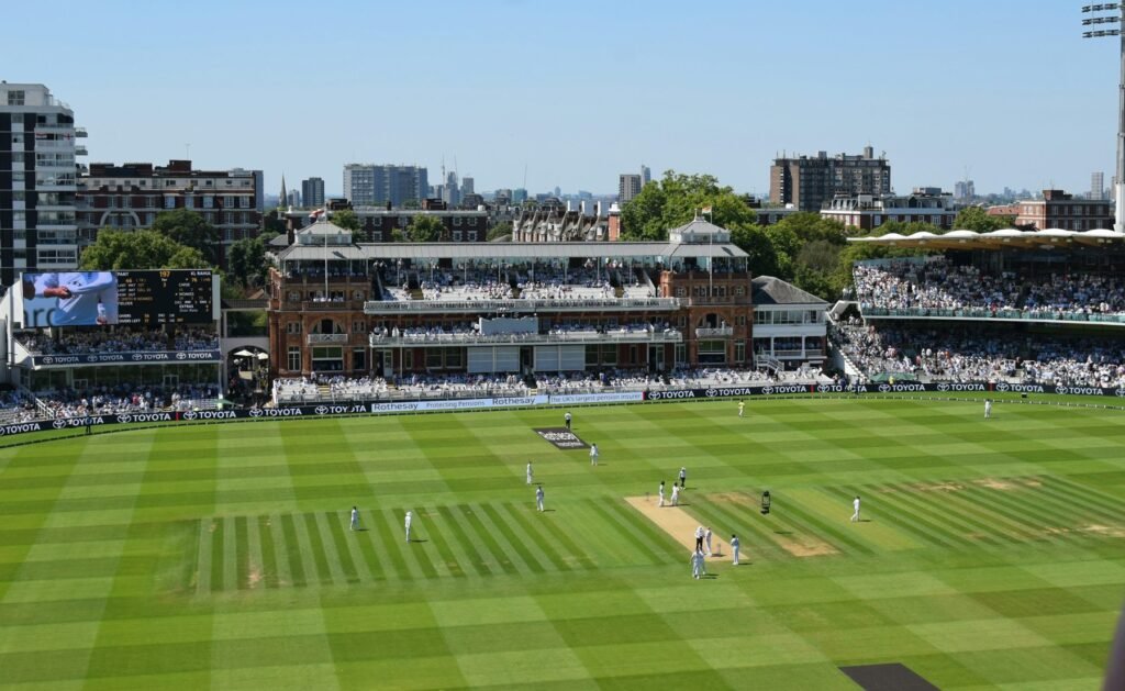 Stock photograph of a cricket match at a London cricket ground
