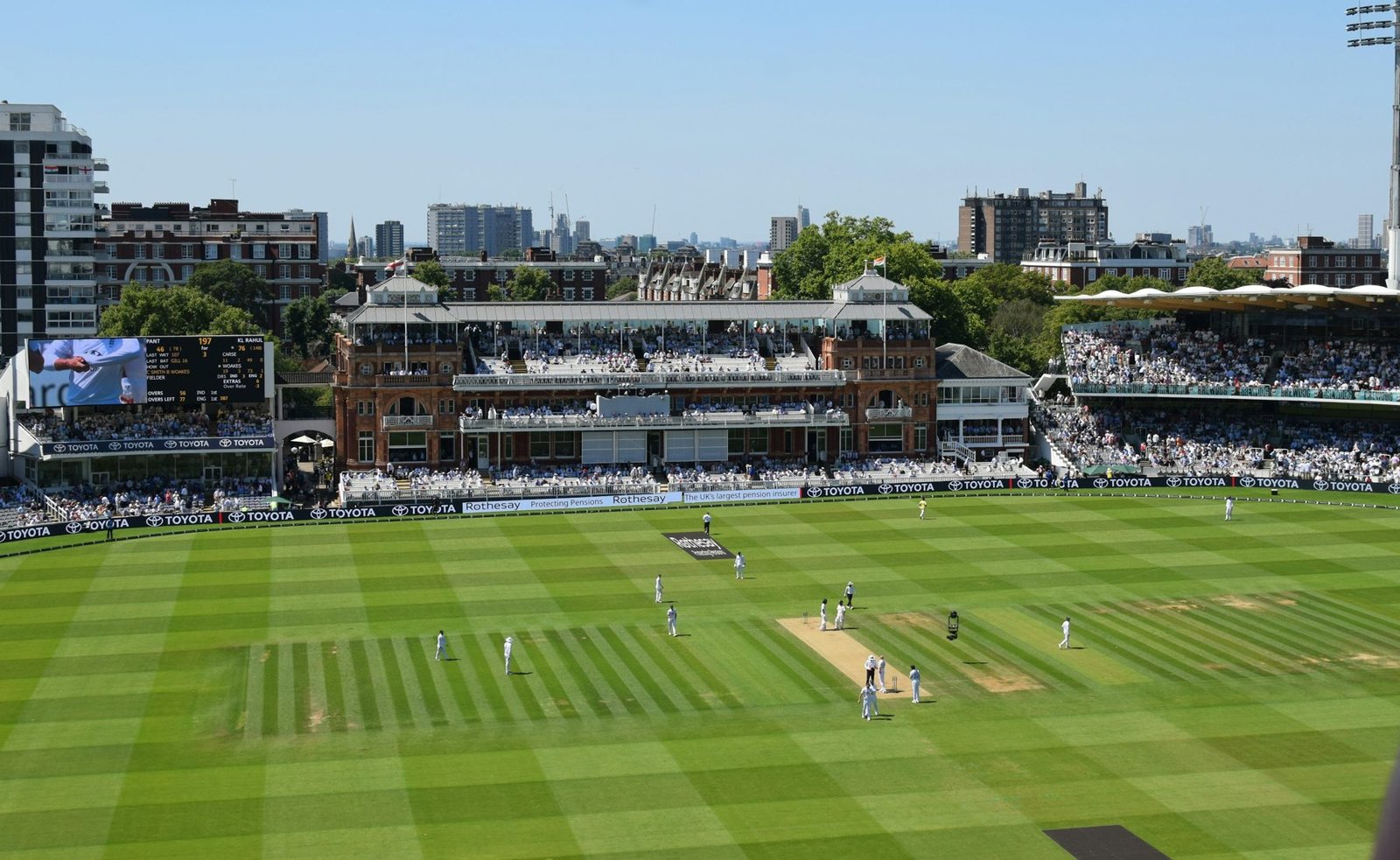 Stock photograph of a cricket match at a London cricket ground