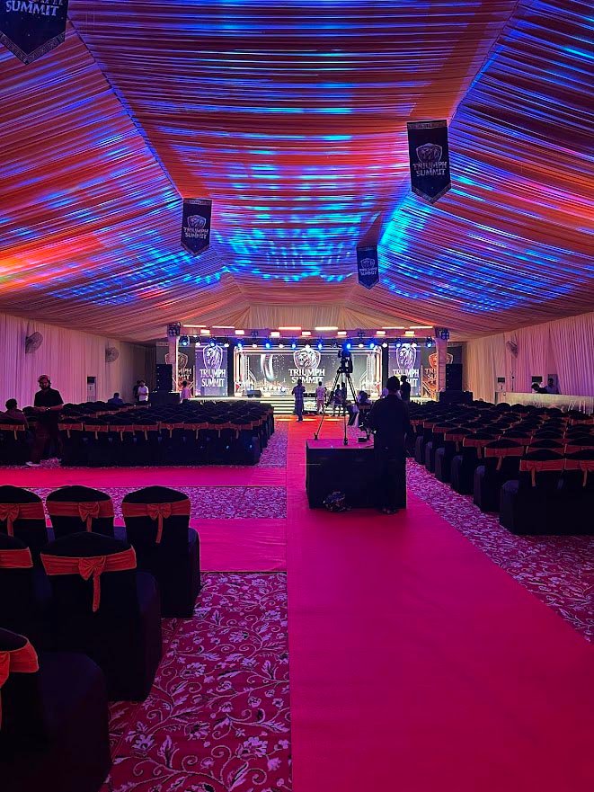 The gala venue taking shape ahead of the celebration.